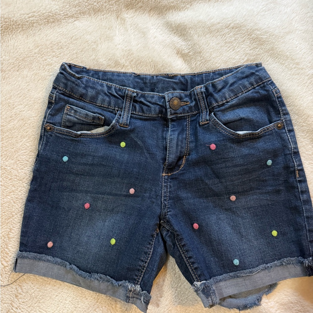 Arizona Jean Company Blue Denim Kids Shorts with Colorful Dots